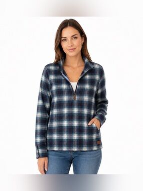 L.L.Bean Women’s Plaid Fleece 1/4 Zip Pullover Sweater Jacket - Size Small